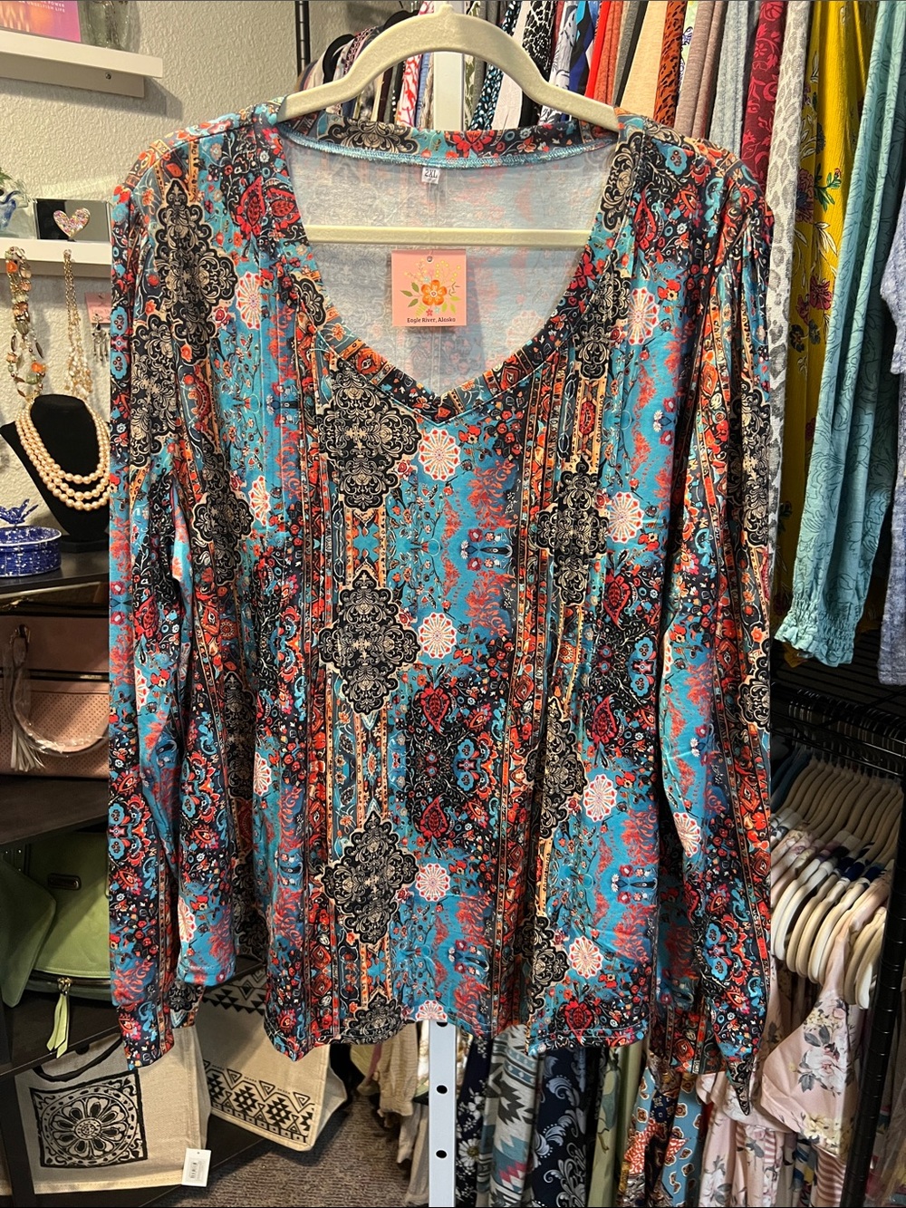 Vibrant Long Sleeve Boho Top